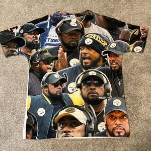 New Mike Tomlin ultimate pittsburgh Steelers printed coach Tee T-Shirt L